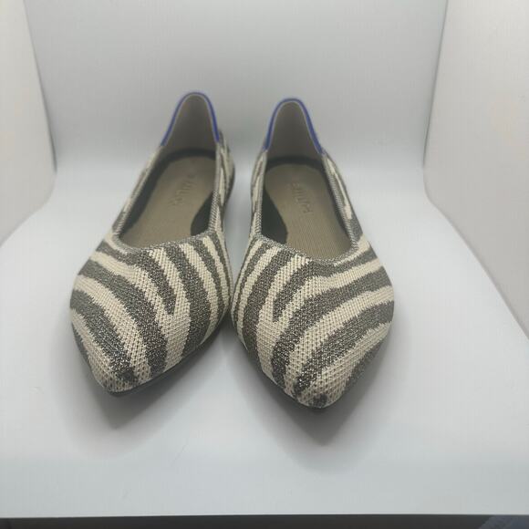 Rothy’s Gray Zebra Womens Retired Flats Pointed Toe Shoes Size 6W - Picture 9 of 12